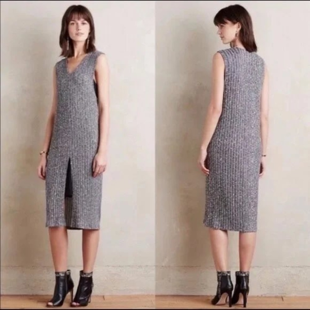 Anthropologie Dolan Left Coast Luna Ribbed V Neck Sleeveless tank layer Dress M